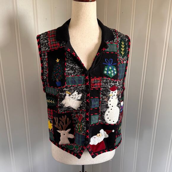 Vintage 90s/Y2K Christmas Sweater Vest MP - Picture 4 of 6